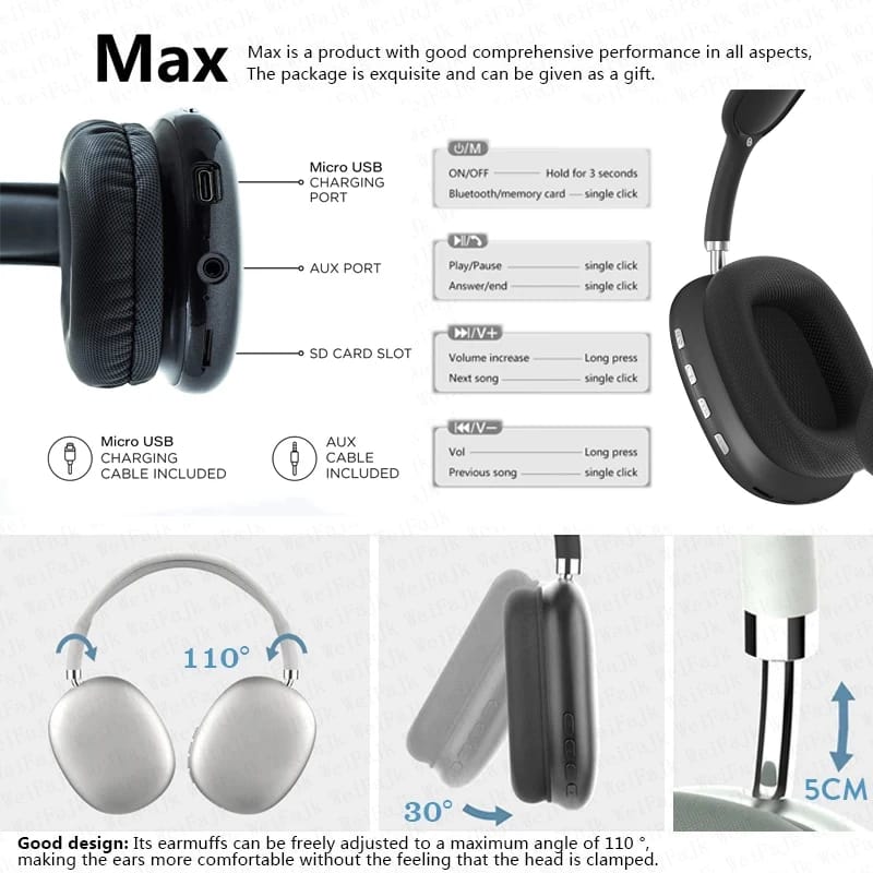 P9 PRO MAX BLUETOOTH HEADSET🎧