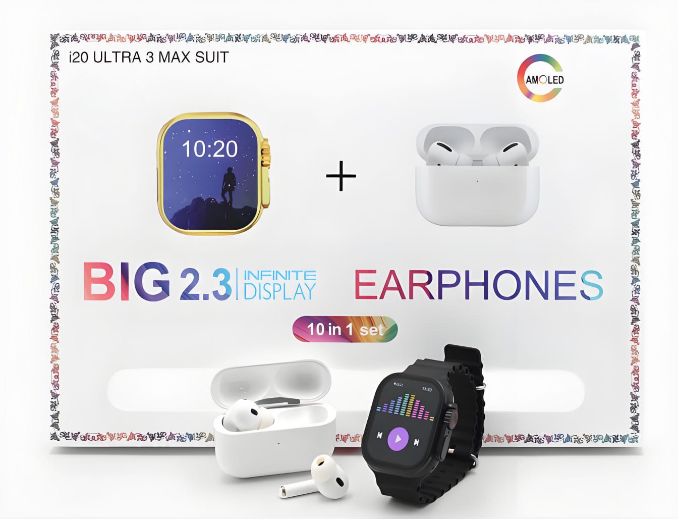 Orginal i20 Ultara Max Suit 7 Straps In 1 Smart Watch+Airpods