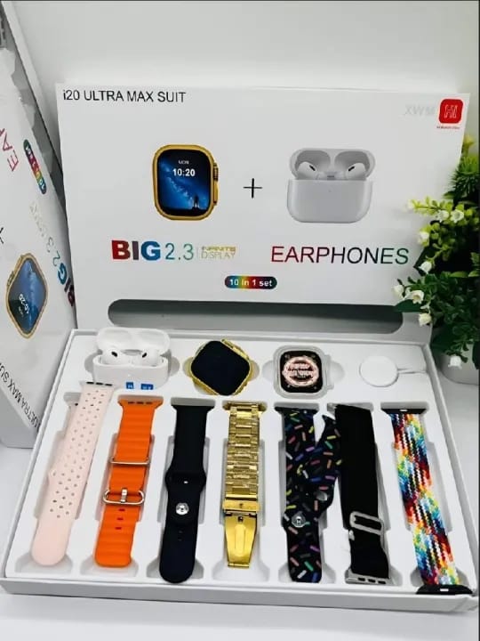 Orginal i20 Ultara Max Suit 7 Straps In 1 Smart Watch+Airpods