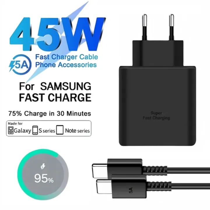 Samsung 45W Super Fast Charger With 1m 5A USB-C To USB-C Cable